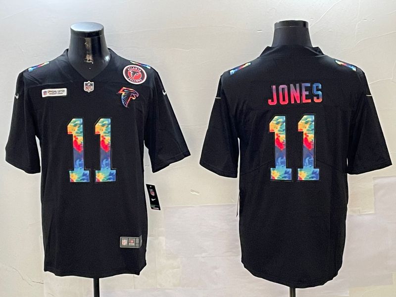 Men Atlanta Falcons #11 Jones Black Rainbow 2024 Nike Limited NFL Jersey style 1